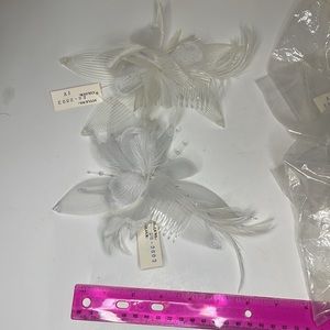 Hair Bridal Fascinators feather white and ivory